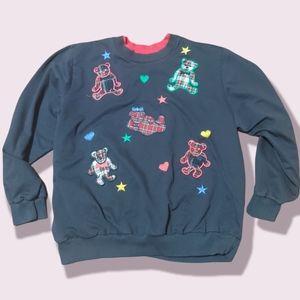 Vintage DOUBLE NECK bear sweater!